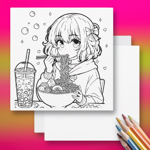Kleur mij Anime Ramen Kleurplaat Kaart