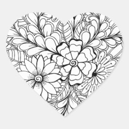 Kleur mij Floral Group DIY Doodle Hart Sticker