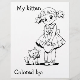 Kleur mij pagina voor kinderen | Anime mijn katje