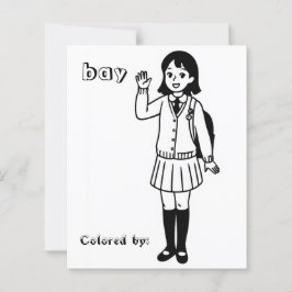 Kleur mij pagina voor kinderen | Anime schoolmeisj