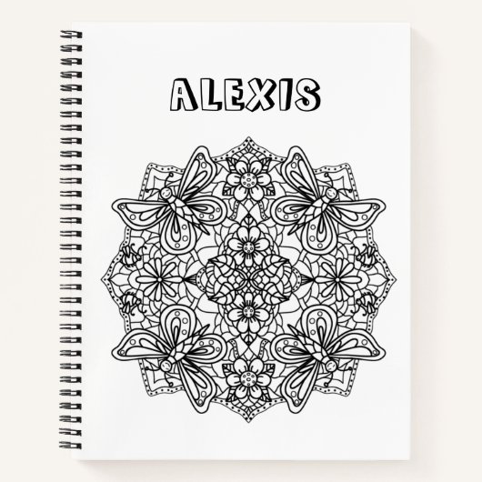 Kleur mij, persoonlijke vlinder Mandala Notitieboek (Voorkant)