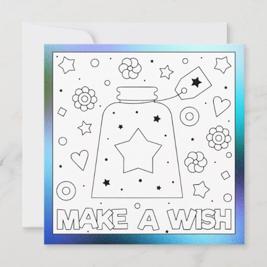 Kleur mij verjaardag wens iets | Activiteitenkaart (Voorkant)