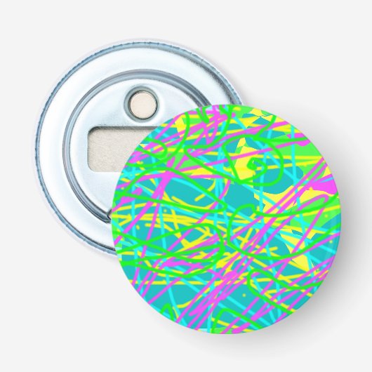 Kleur Mijn Dromen Krabbelpatroon Expressieve kunst Button Flesopener (Voorkant)