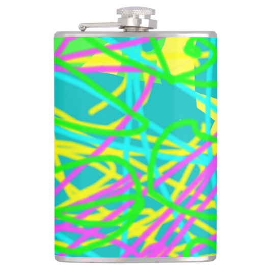 Kleur Mijn Dromen Krabbelpatroon Expressieve kunst Heupfles (Voorkant)