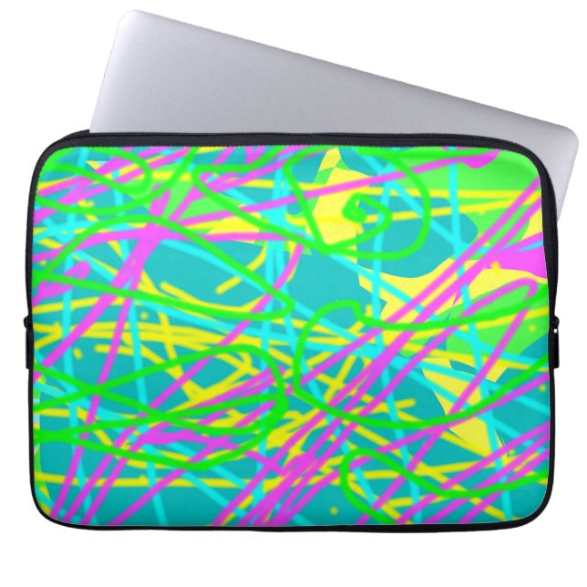 Kleur Mijn Dromen Krabbelpatroon Expressieve kunst Laptop Sleeve (Voorkant)