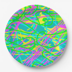Kleur Mijn Dromen Krabbelpatroon Expressieve kunst Papieren Bordje