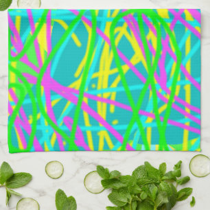 Kleur Mijn Dromen Krabbelpatroon Expressieve kunst Theedoek