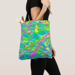 Kleur Mijn Dromen Krabbelpatroon Expressieve kunst Tote Bag