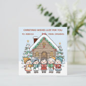 Kleur Mijn Kerstkaart met Kerstzangers (Staand voorkant)