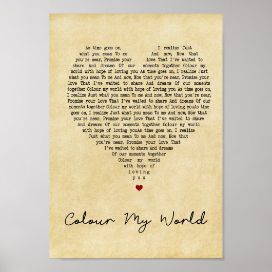 Kleur mijn wereld  hartlied lyrische afdrukken poster (Voorkant)