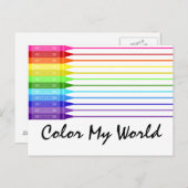 Kleur mijn wereld regenboogkrayons briefkaart (Voorkant / Achterkant)