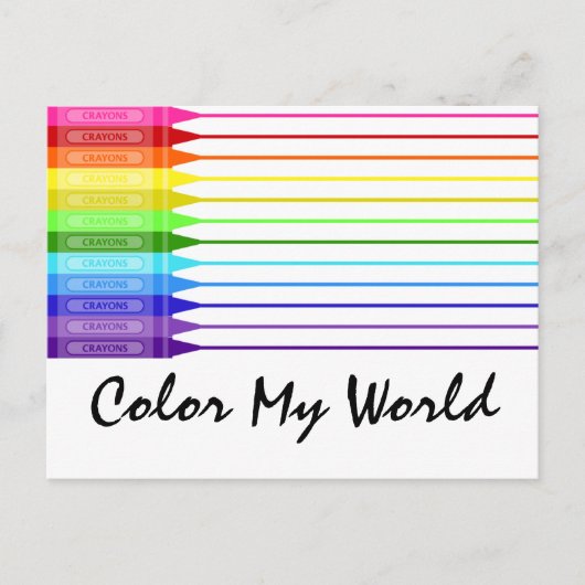 Kleur mijn wereld regenboogkrayons briefkaart (Voorkant)