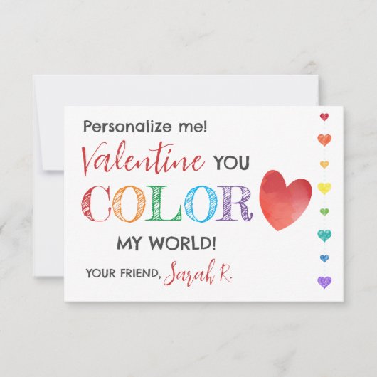 Kleur Mijn Wereld Valentijn Shuttle Pen Class Kaar Kaart (Voorkant)