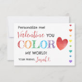 Kleur Mijn Wereld Valentijn Shuttle Pen Klas Kaart (Voorkant)