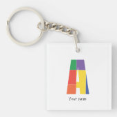 Kleur minimalistisch monogram letter A sleutelhang Sleutelhanger (voorkant)