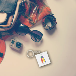 Kleur minimalistisch monogram letter A sleutelhang Sleutelhanger