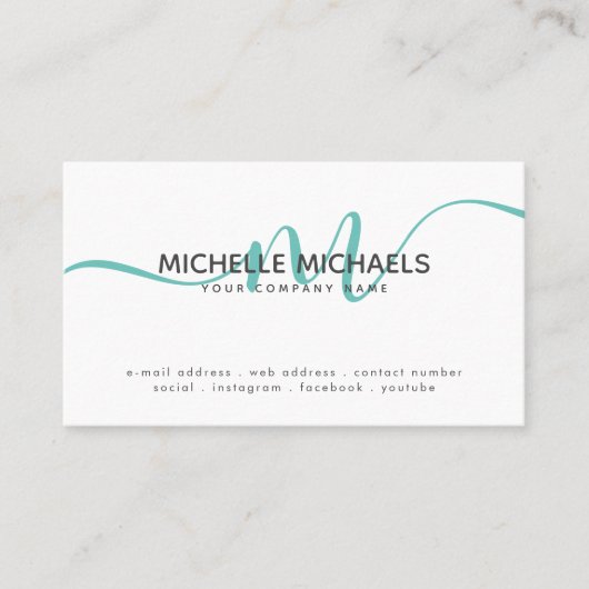 KLEUR minimumaantal monogram wijzigen Eenvoudig Bl Visitekaartje (Voorkant)