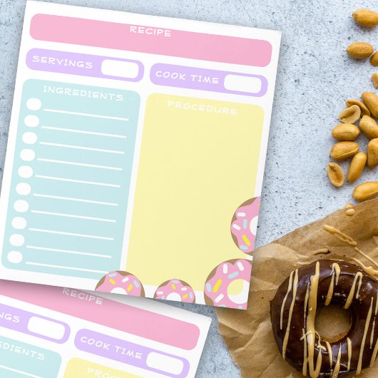Kleur Modificeerbaar Blank Blad Gebak Koken Recept Notitieblok