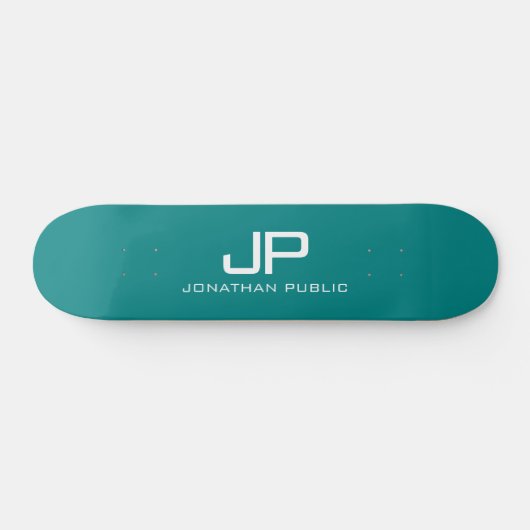 Kleur Monogram Naam Blauwgroen Sjabloon Persoonlijk Skateboard (Horizontaal)