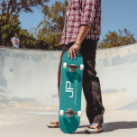 Kleur Monogram Naam Blauwgroen Sjabloon Persoonlijk Skateboard<br><div class="desc">Aangepaste Blauwgroen Blauw Groen Sjabloon Monogram Naam Voeg Jouw naam Afbeelding Logo Modern Elegant Sjabloon Skateboard.</div>