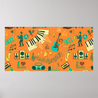 Kleur muziekpatroon handtekenmuziek poster