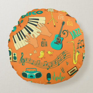 Kleur muziekpatroon handtekenmuziek rond kussen