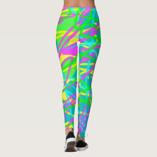 Kleur My Dreams Scribble Patroon Expressive Leggings (Achterkant)