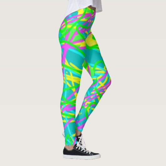 Kleur My Dreams Scribble Patroon Expressive Leggings (Rechts)