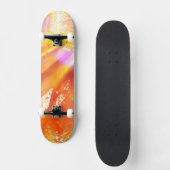 kleur naadloos gele achtergrond, oranje skateboard (Voorkant)