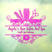 Kleur naar wens Faux Roze Glitter Kapsalon En Well Raamsticker (Vel 3)