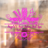 Kleur naar wens Faux Roze Glitter Kapsalon En Well Raamsticker (Vel 2)