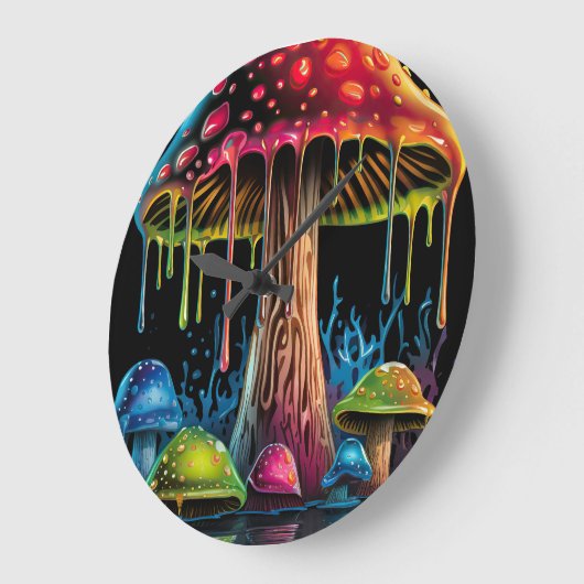 Kleur neon paddenstoel grote klok (Hoek)