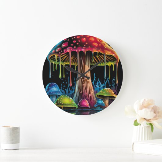 Kleur neon paddenstoel grote klok (Huis)