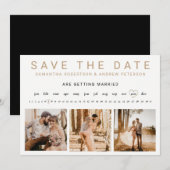 Kleur ons in met goud 3 foto-raster save the date (Voorkant / Achterkant)