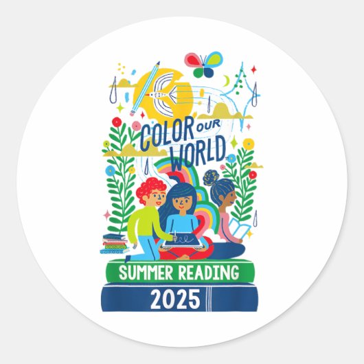 Kleur Ons Wereld Zomer Leesprogramma 2025 Boek L Ronde Sticker (Voorkant)