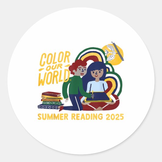 Kleur Ons Wereld Zomer Leesprogramma 2025 Boek L Ronde Sticker (Voorkant)