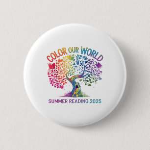 Kleur Ons Wereld Zomer Leesprogramma 2025 Boek T Ronde Button 5,7 Cm