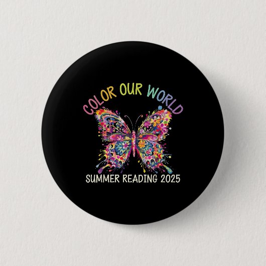 Kleur ons Wereld Zomer Leesprogramma 2025 Boter Ronde Button 5,7 Cm (Voorkant)