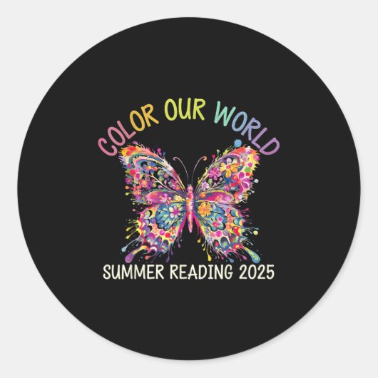 Kleur ons Wereld Zomer Leesprogramma 2025 Boter Ronde Sticker (Voorkant)