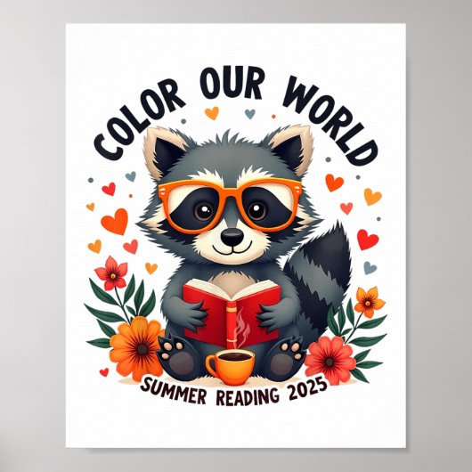 Kleur Ons Wereld Zomer Leesprogramma 2025 Grappig Poster (Voorkant)