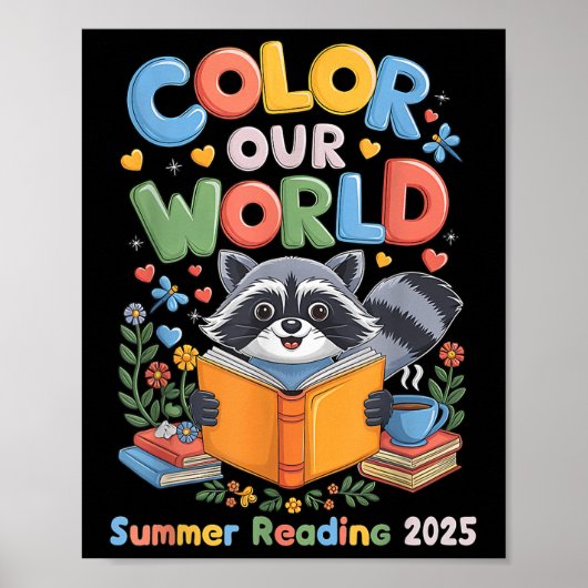 Kleur Ons Wereld Zomer Leesprogramma 2025 Grappig Poster (Voorkant)