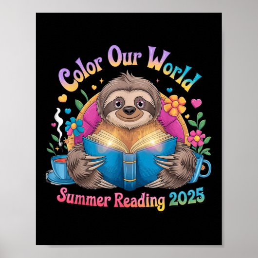 Kleur Ons Wereld Zomer Leesprogramma 2025 Grappig Poster (Voorkant)