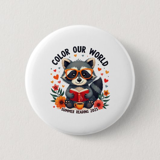 Kleur Ons Wereld Zomer Leesprogramma 2025 Grappig Ronde Button 5,7 Cm (Voorkant)