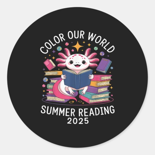 Kleur Ons Wereld Zomer Leesprogramma 2025 Schattig Ronde Sticker (Voorkant)