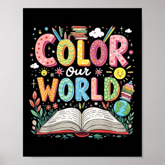 Kleur Ons Wereldboek Leesprogramma 2025 Zomer Poster (Voorkant)