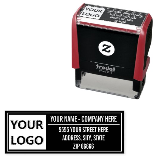 Kleur Ontwerp Je Eigen Logo Naam Adres Stempel (In situ)