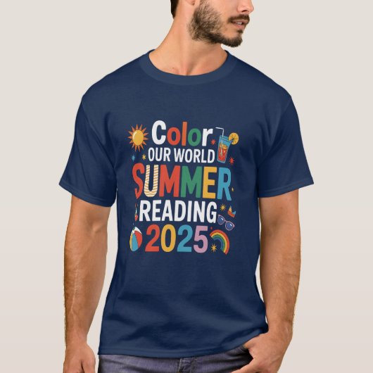 Kleur Onze Wereld Zomer 2025 Leescreativiteit T-shirt (Voorkant)