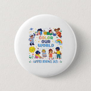 Kleur Onze Wereld Zomer Lezen 2025 Boek Kinder Jon Ronde Button 5,7 Cm
