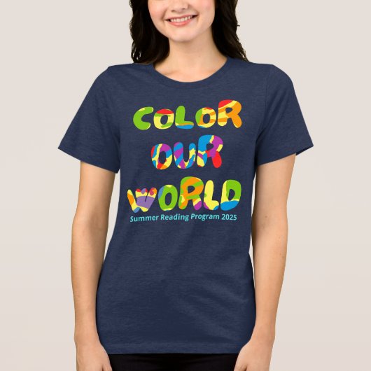 Kleur onze wereld zomer lezen 2025 creativiteit Tri-Blend shirt (Voorkant)