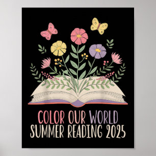 Kleur Onze Wereld Zomer Lezen 2025 Schattige Boek Poster